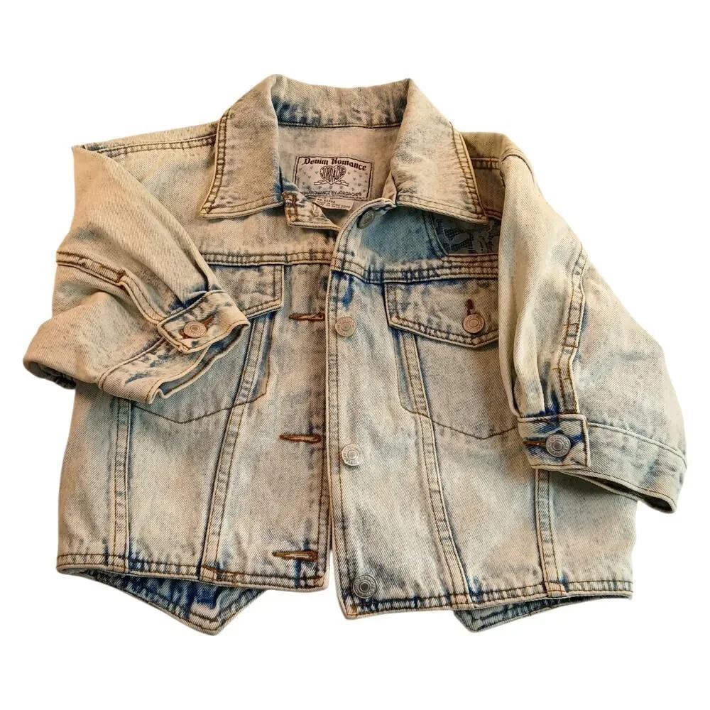 Jordache Denim Romance Girls' Denim Jacket w/Lace Cutouts - Size Small Juniors